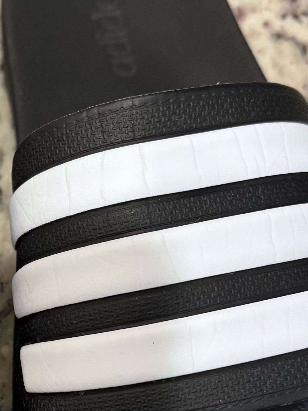 Adidas Black & White Striped  cloudform Slide Sandals - Picture 4 of 5